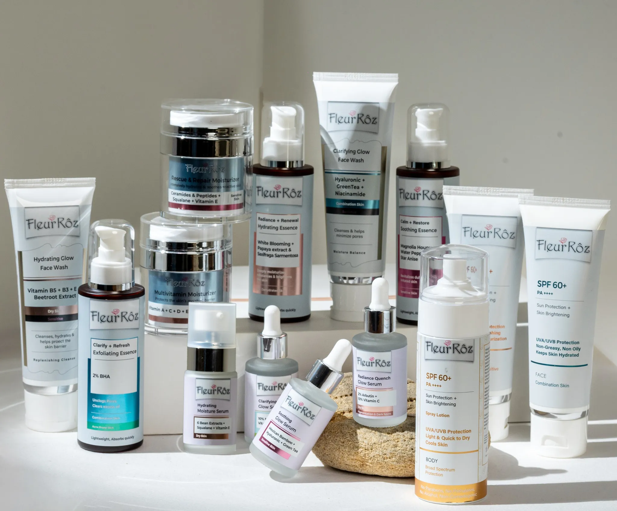 Fleur Roz exclusive beauty product line for skin, hair, and face care